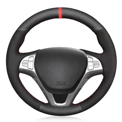 Car Steering Wheel Cover Black Genuine Leather Suede For Hyundai Genesis Coupe 2010 2011 2012 2013 2014 2015-2016