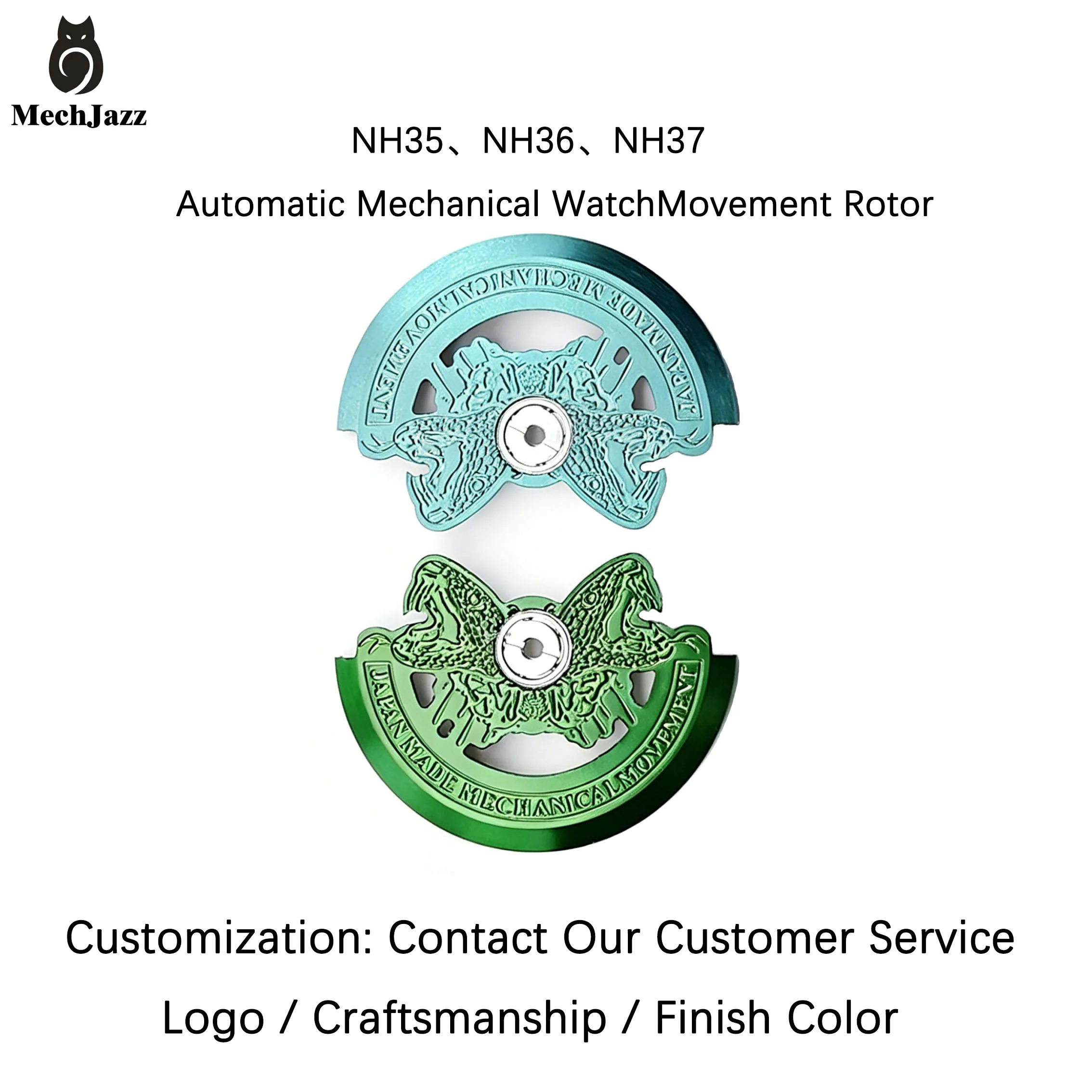 Double Snake Engraved Rotor, Oscillating Weight for Seiko NH35/NH34/NH36/NH38/4R35/4R36/7S Movements, Watch Modification Parts
