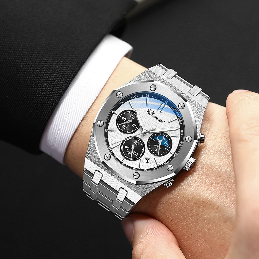 CHENXI Luxury High Quality Watch For Men Stainless Steel Chronograph Quartz Wristwatches Fashion Sports Waterproof Watches Male