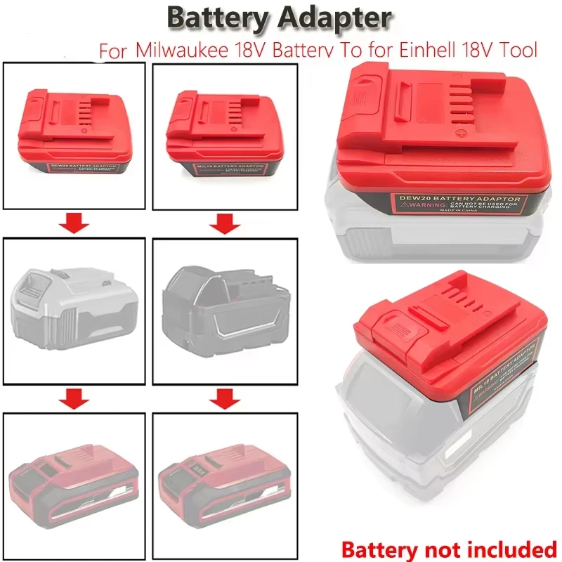 

Battery Adapter Replacement for DeWalt/Milwaukee 18VBattery Converter to for Einhell X-Change 18V Power Tool Accessory