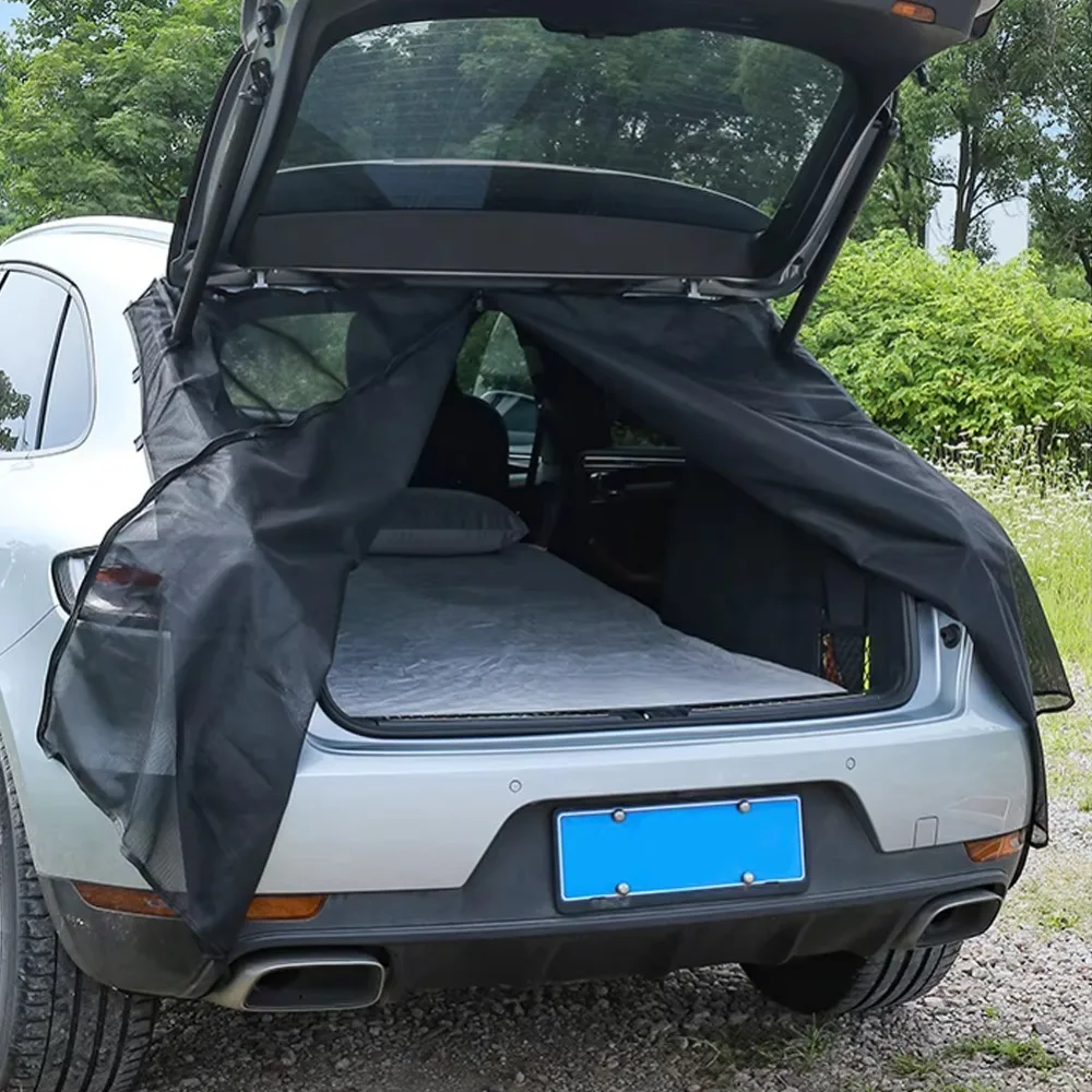 Ventilated Magnetic Car Trunk Mosquito Net Insect Proof Sunshade Car Tailgate Mesh Curtain Fine Mesh Two-way Zipper