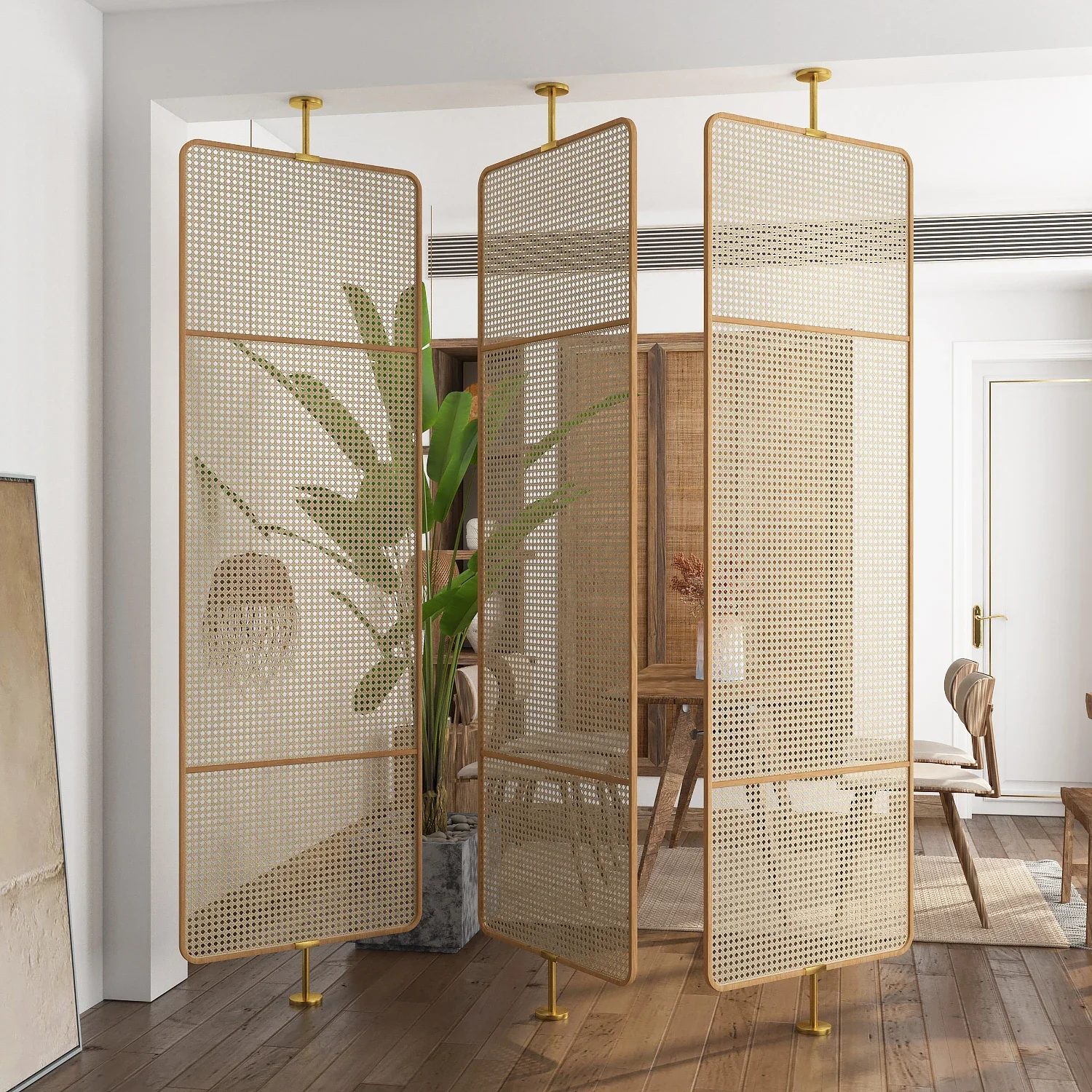 Japanese rattan screen partition restaurant tea room B & B hotel lobby can be customized wabi sandy wind solid wood simple decor
