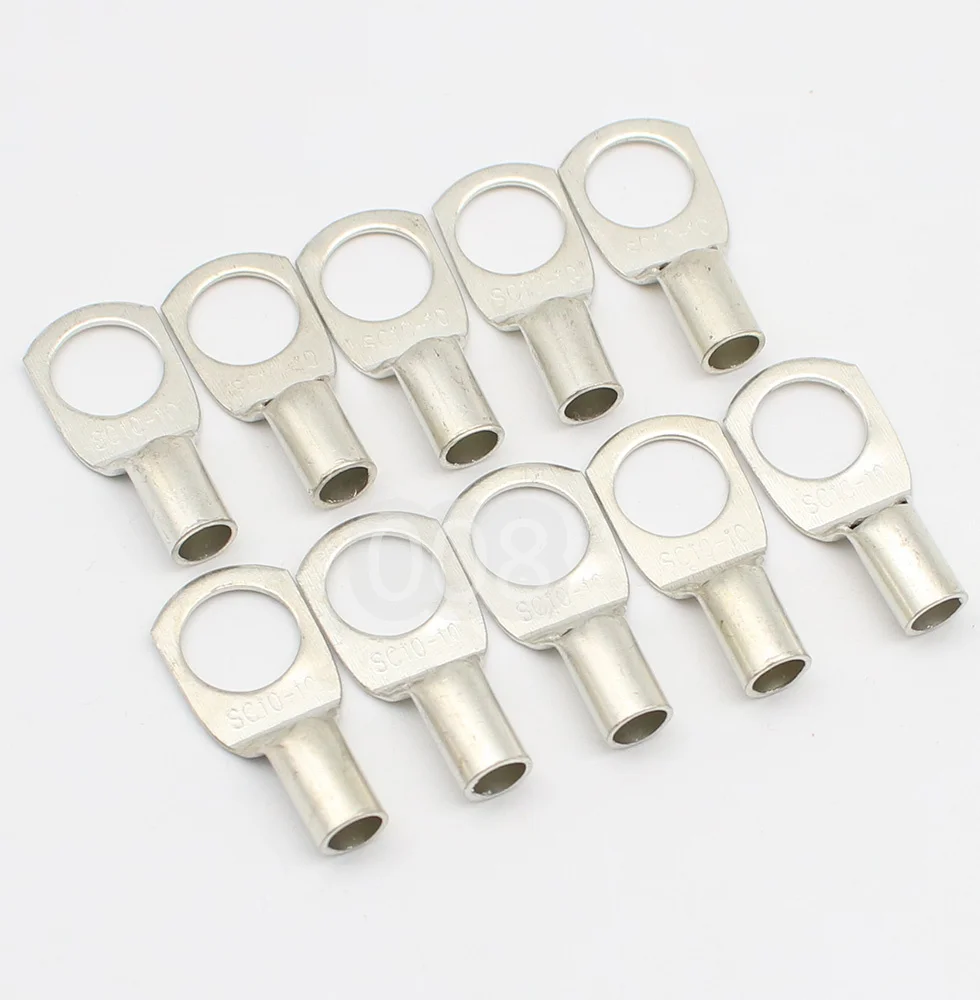 

50pcs Snapshot of copper terminals SC10-10 copper nose Copper cable terminal Copper tin plated terminals