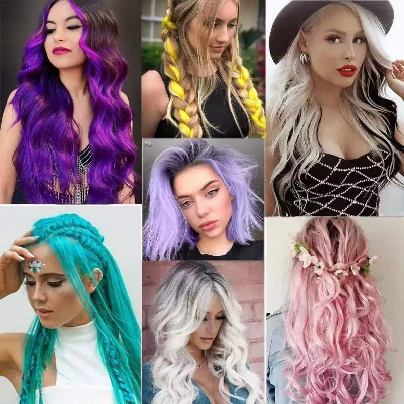 Extensiones de cabello con brillo de tres colores en degradado, con clip, sintéticas, resistentes al calor 4
