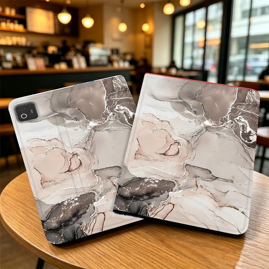 With Pencil Holder Case for Xiaomi Pad 5 6 7 8 Pro Pad 6s Pro 7 Ultra Redmi Pad SE K Pad 8.8 9.7 12.4 Inch Luxury White Marble