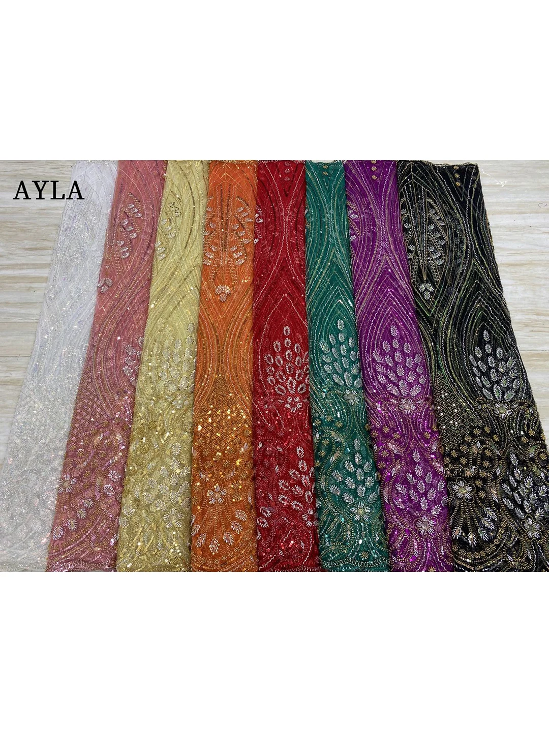 Pink Luxury African Beaded Lace Fabric Sequins 2023 High Quality Embroidery French Tulle Lace 5 Yards Nigerian Lace for Wedding