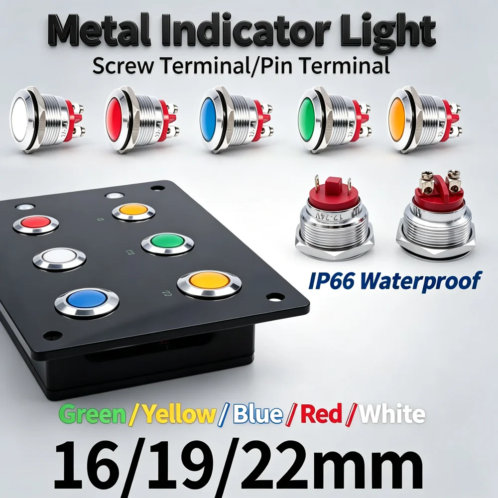 Signal Panel Orange - 16/19/22mm 24V Metal Waterproof LED Indicator