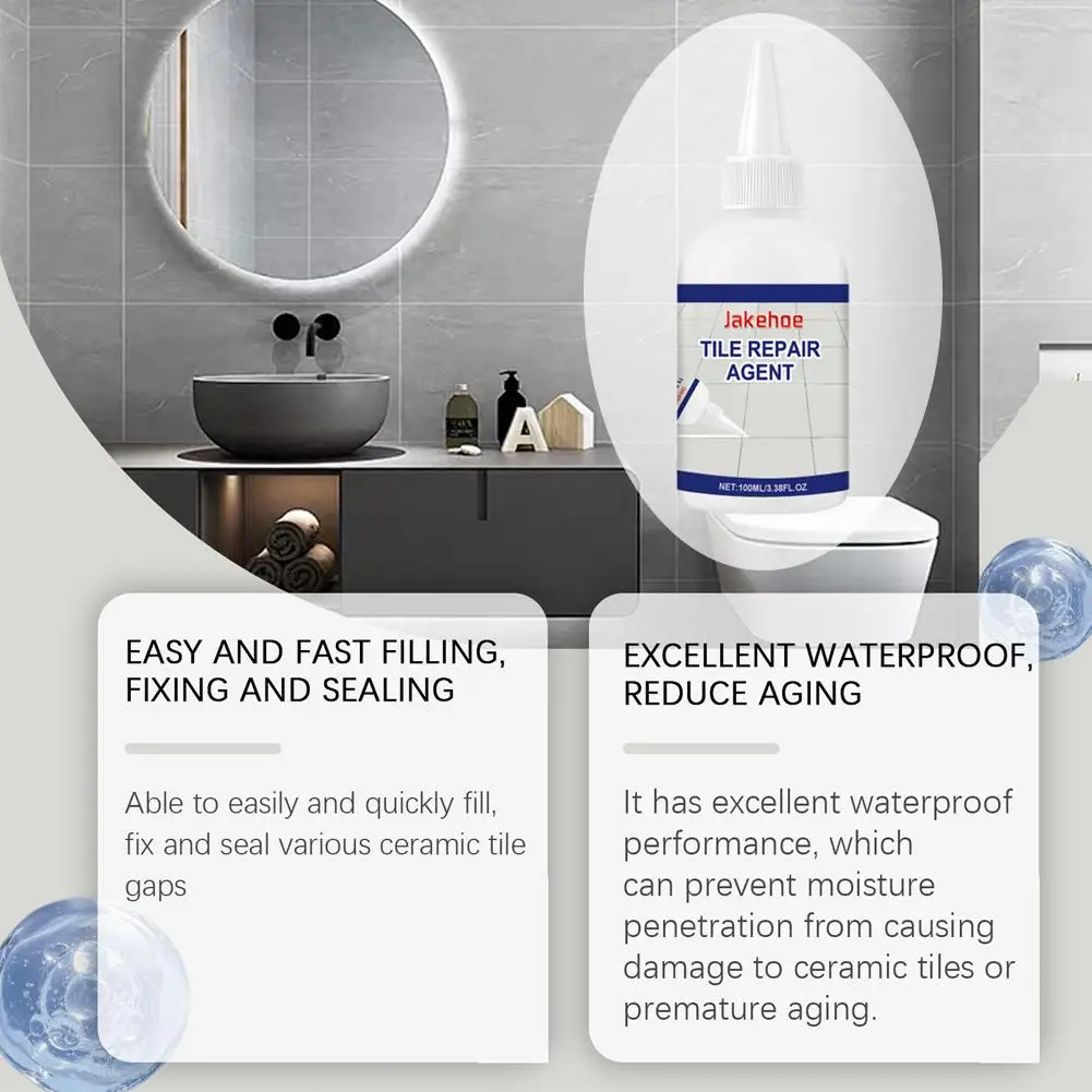 Ricarica per riparazione di fughe per piastrelle da 100ml agente per giunzioni di bellezza colla per stuccatura riparazione sigillante per piastrelle colla per riempimento in ceramica C6x7
