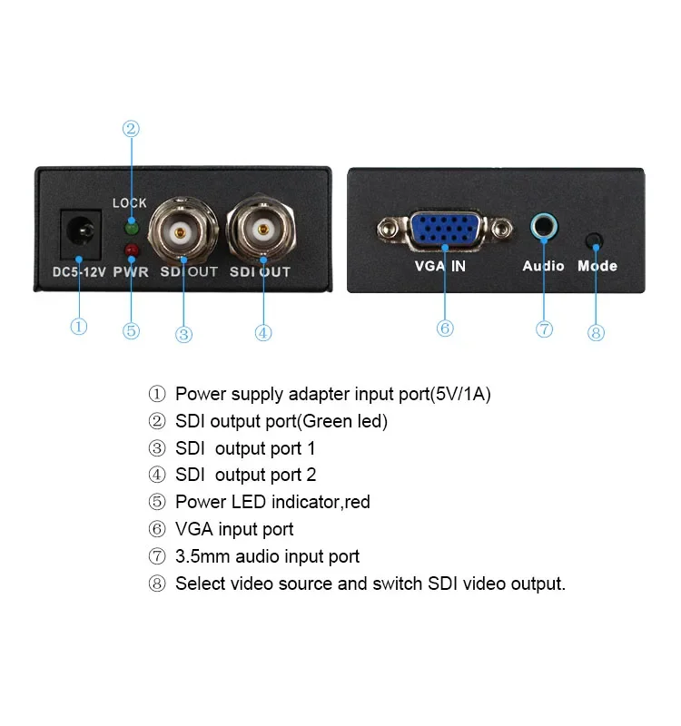 Convertitore audio video da VGA a HD SD 3G SDI con 3,5 mm per PC portatili