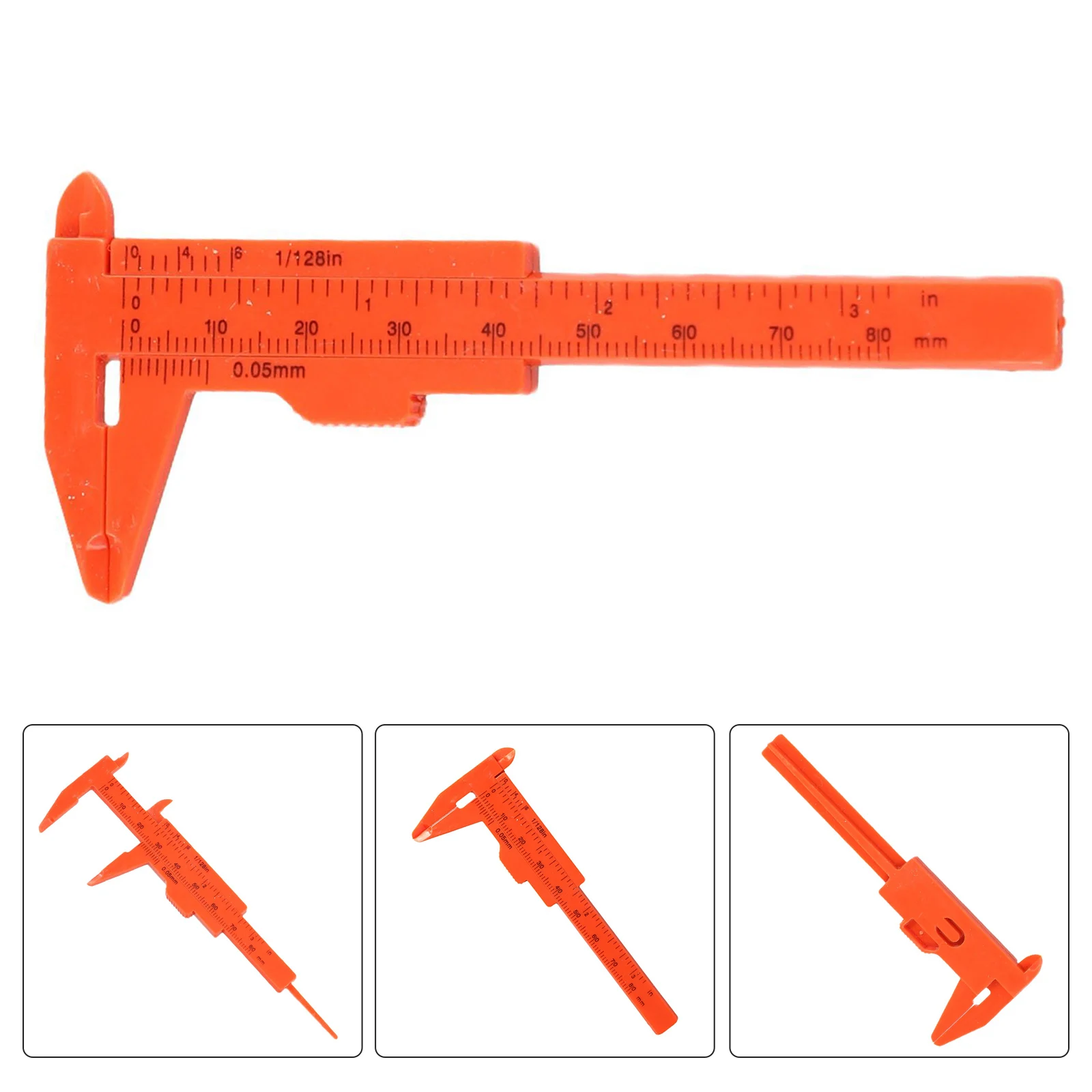 1pc Plastic Sliding Vernier Caliper 0-80mm Double Scale Gauge Student Ruler Measuring Tools Hand Tool White/Black/Red/Blue