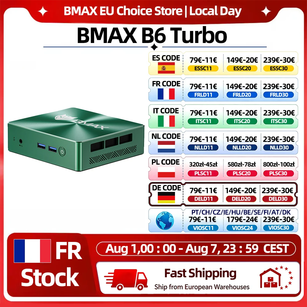 Mini PC BMAX Intel Core i5 8257U Windows 11 16GB RAM 512 GB SSD HDMI USB DP Ethernet Bluetooth WIFI