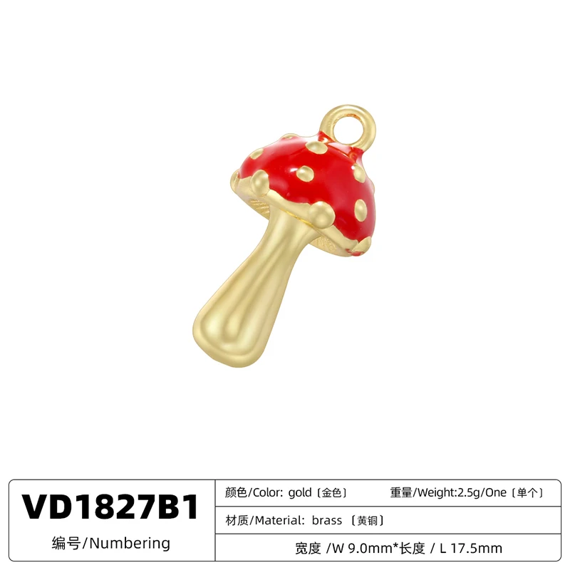 ZHUKOU эмаль капельное масло нежный маленький кулон в виде гриба браслет ожерелье ювелирные аксессуары ручной работы: VD1827