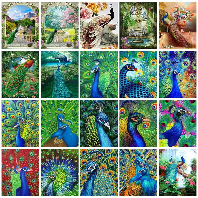 

GATYZTORY 60x75cm Animal Painting by numbers PAINT KIT Picture Peacock Paint Oil Handpainted Adults Crafts Art Supplies