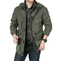 Windbreaker Men Tactical Jacket Waterproof Outdoor Hooded Coat Sports Military European Size S-5XL Field Climbing Thin Outwear