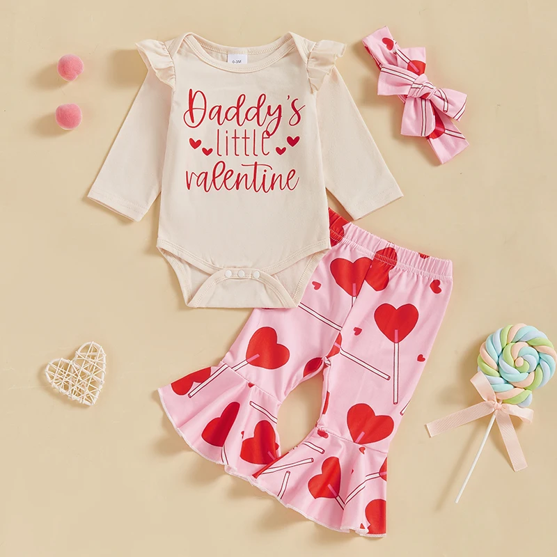 

Toddler Boy Valentine s Day Outfits Heart Print Long Sleeve Romper with Striped Pants and Bow Tie Set