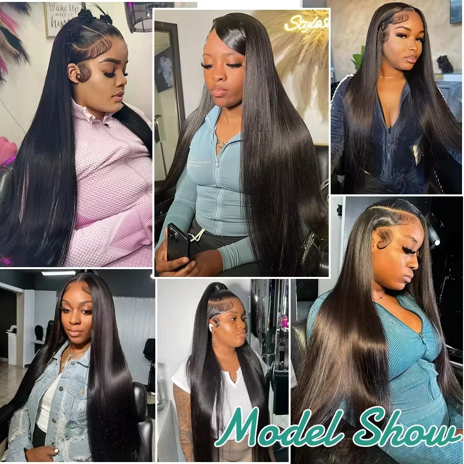 40 Long Inch 13x4 HD Lace Front Wig Brazilian Bone Straight Human Hair Wig For Women 200 Density 13x6 Transparent Lace Frontal Wig image 8