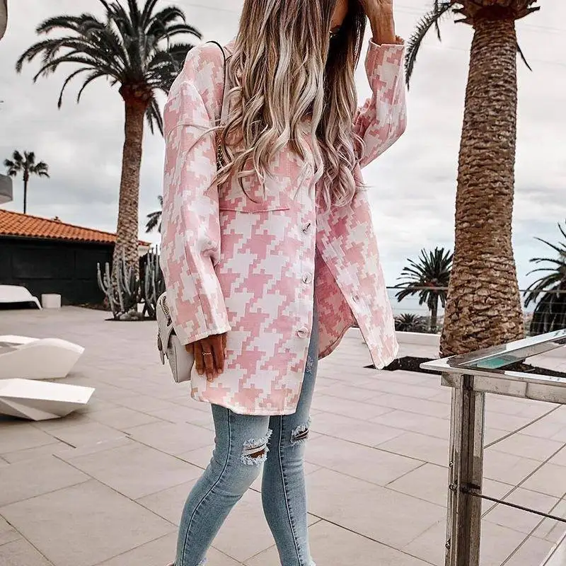 

Faionable Loose Long Sve Plaid Woolen Coat Autumn Winter New Sle Women's Windbreaker Ele Classy Outerwear