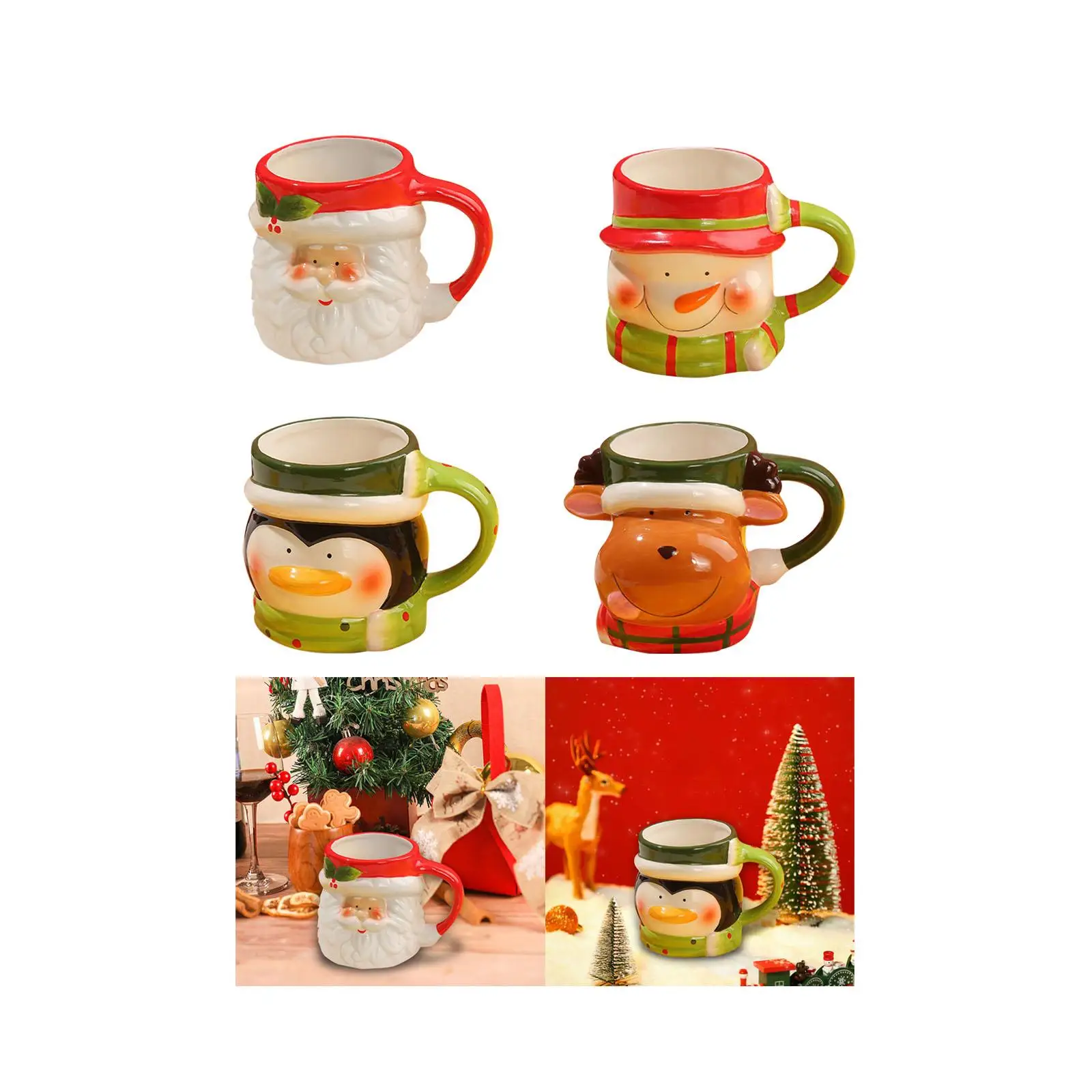 

Cartoon Ceramic Mug Outdoor Creative Christmas Coffee Mugs for Tiered Tray Decor Birthday Gift Christmas Coffee Bar Decor Women