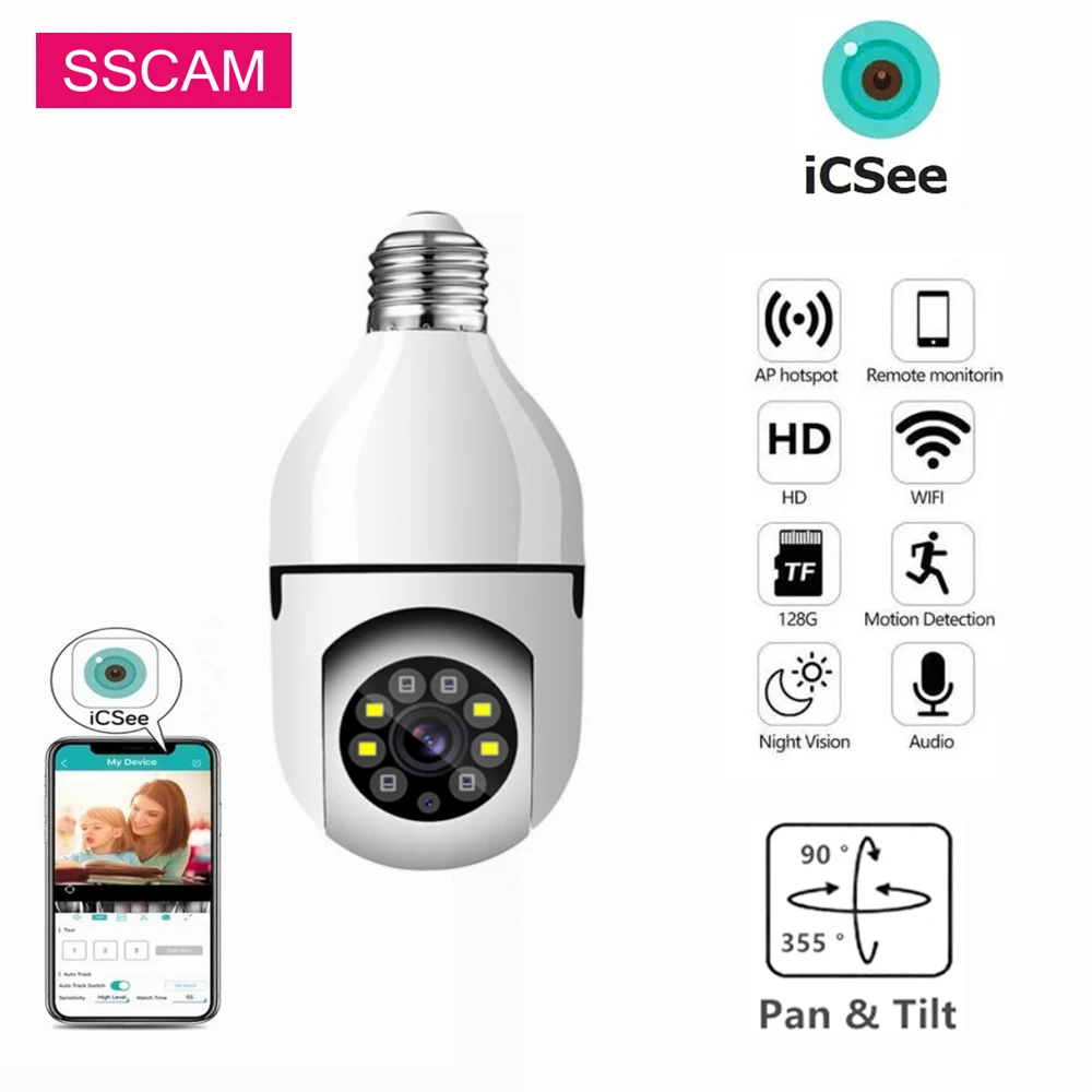 

4MP E27 Bulb IP WiFi Camera Indoor Video Surveillance Camera Security protection baby Monitor Full Color Night Vision ICSEE