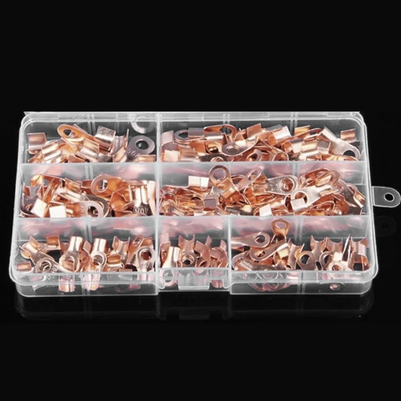 Promotion! 160PCS 10A-50A Open Crimp Ring Connector OT Cable Electrical Wire Terminal Copper Lugs Terminal Connectors Kit