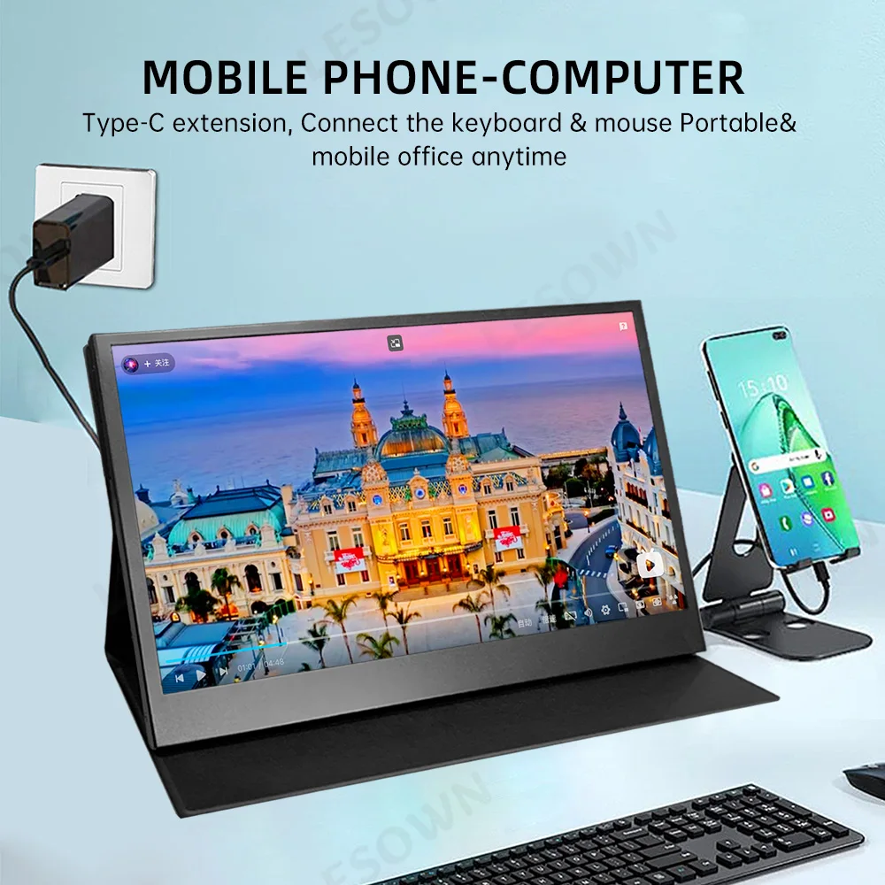 LESOWN 12.5 Inch Travel Monitor 1920x1080 IPS LCD Secondary Side Display Camera Video Field Monitor Driver-Free Setup for Laptop