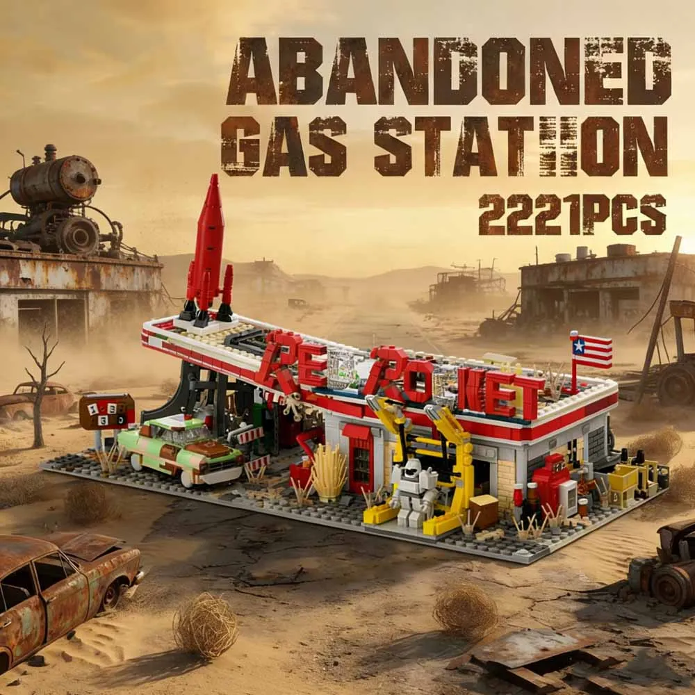 

Movie Game Red Rocket Gas Station Modular Building Blocks City Architecture Doomsday House Model Kit Adults Adult Gift 2447PCS
