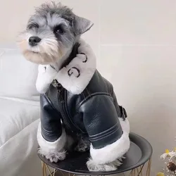 Pet Clothes Winter Autumn Warm Jacket Small Dog Wool Fashion Sweater Puppy Cool Leather Coat Chihuahua Schnauzer YorkshirePoodle