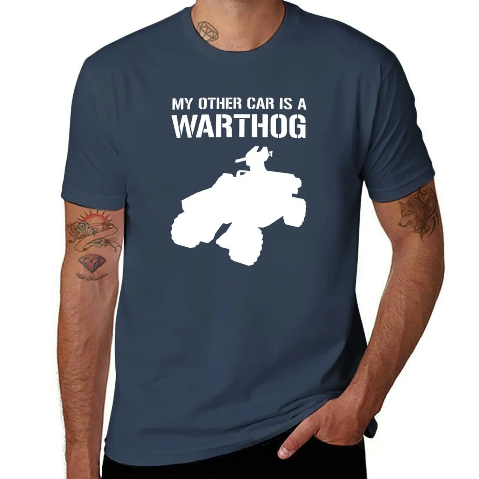 

v2 White Halo My Other Car Is Warthog A T-Shirt Soft Durable Cotton T-Shirt