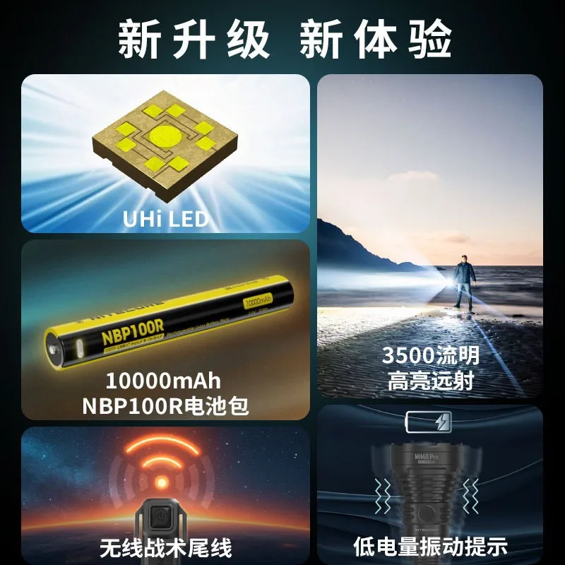 Highlight and strong light remote light wireless search flashlight MH40 PRO outdoor rechargeable flashlight