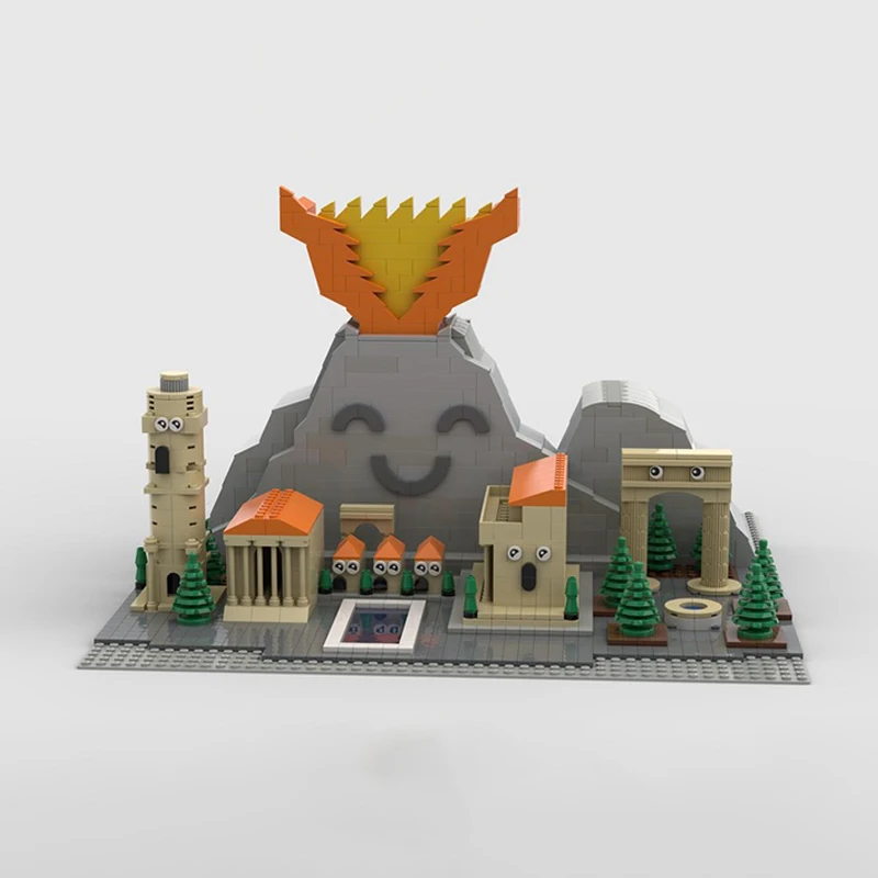 

1641 шт. MOC Bad Day at Pompeii DIY модульные строительные блоки историческая сцена вулкана креативная сборка игрушка в подарок