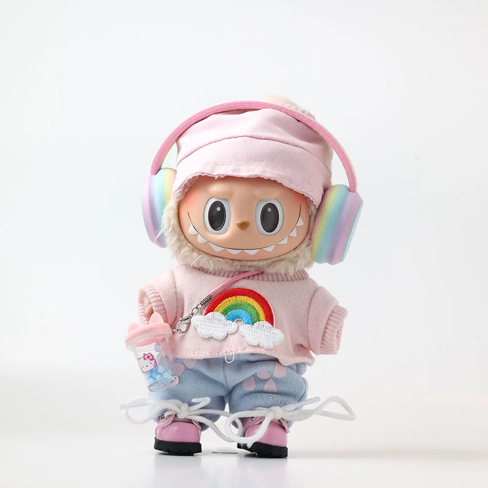 

For Labubu Select High-quality Doll Clothes 15-17CM Cute Macaron Clothes 6-piece Set Labubu Universal Clothing