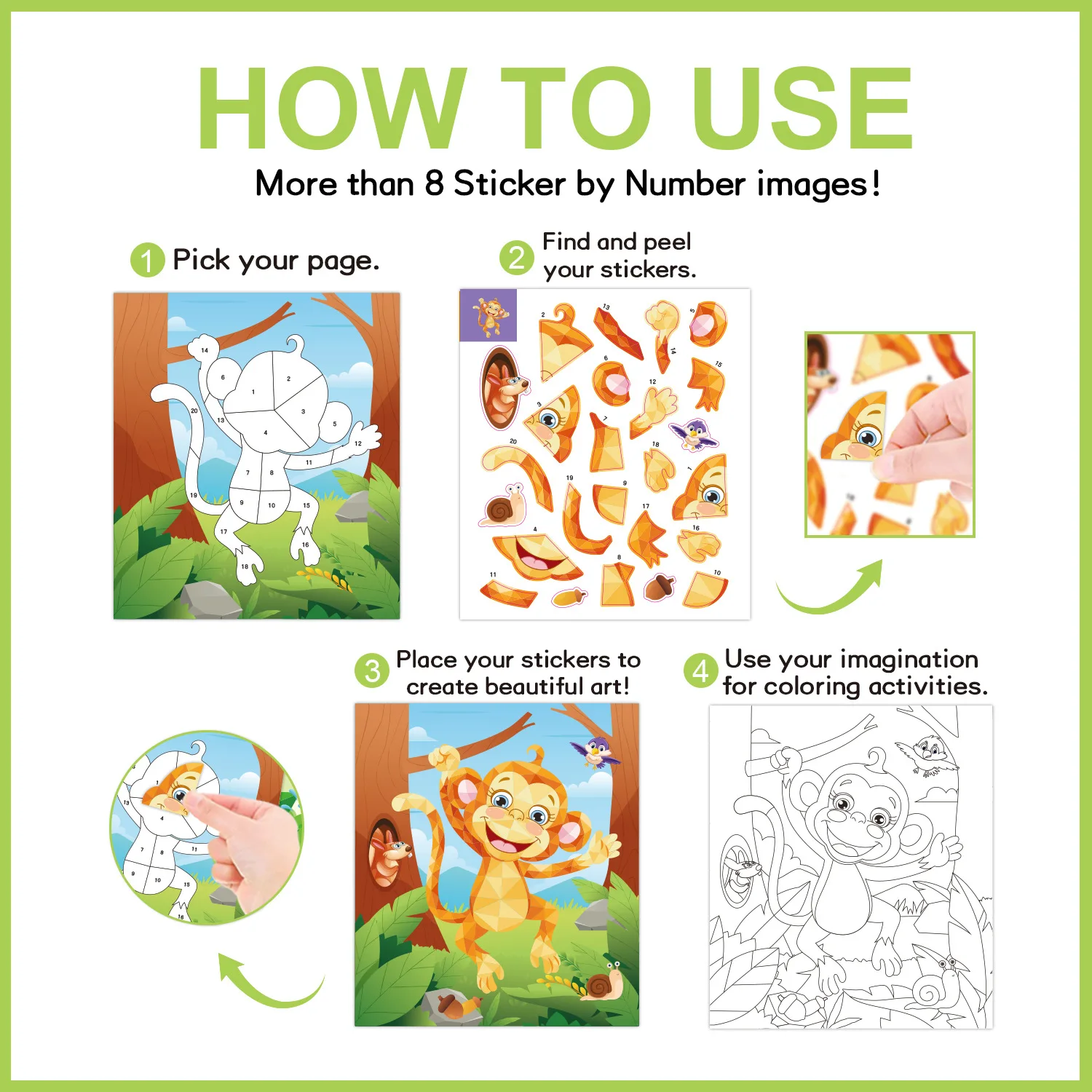 Sticker Painting Books Children's Handicrafts DIY Animals Girls' Jigsaw Puzzles Sticker Toys Sticker Books