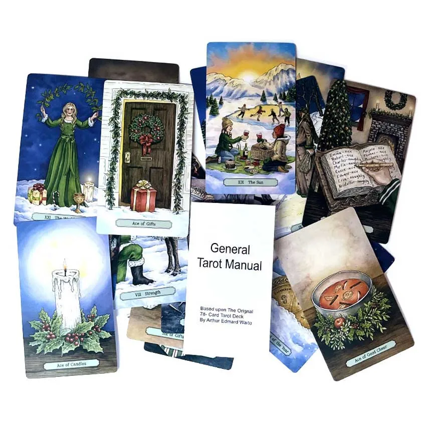 12x7 Yuletide Christmas Tarot Card Games Paper Manual