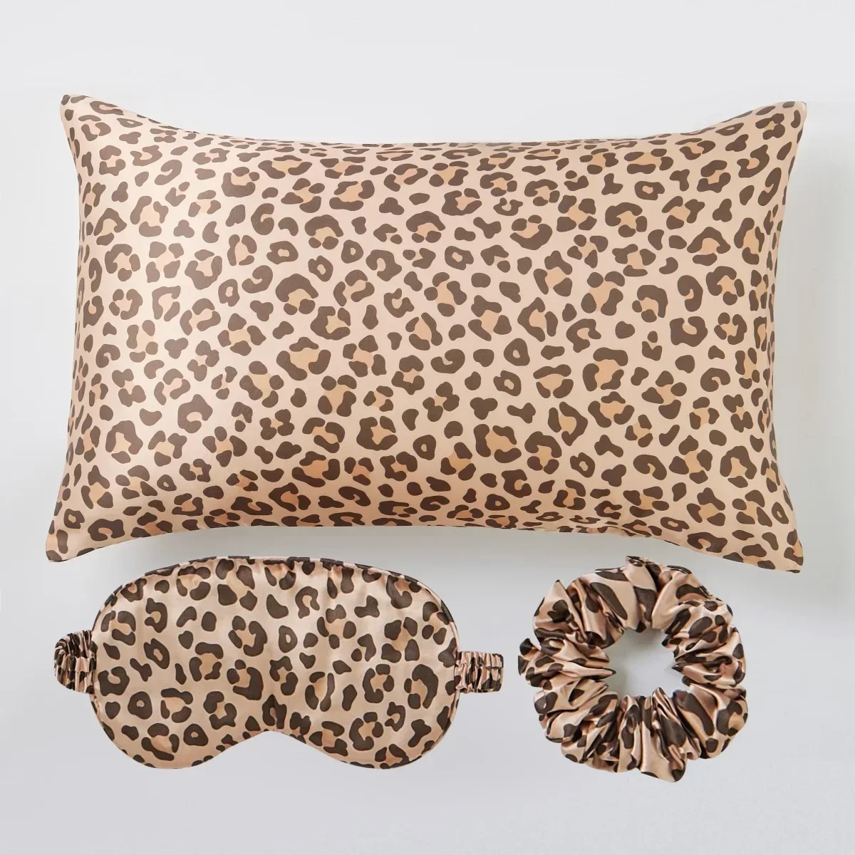 

3-piece/4-piece Leopard Print Pillow Cases Nordic Pillow Cover Eye Mask Headband Portable Travel Sleep Pillowcase Set