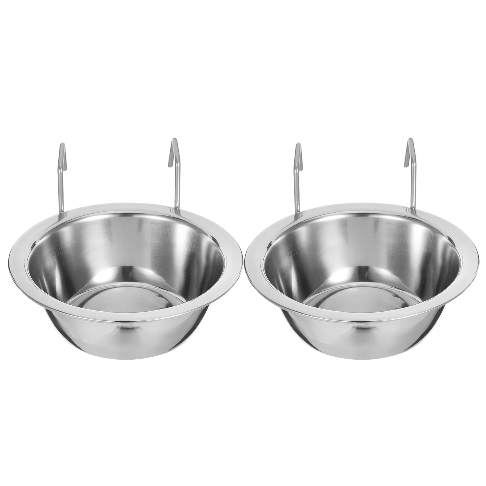 

2Sets Stainless Steel Pet Bowl Hanging Cage Feeder Durable Antirust Dishwasher Safe Prevents Tipping Easy Use Pet Food Container