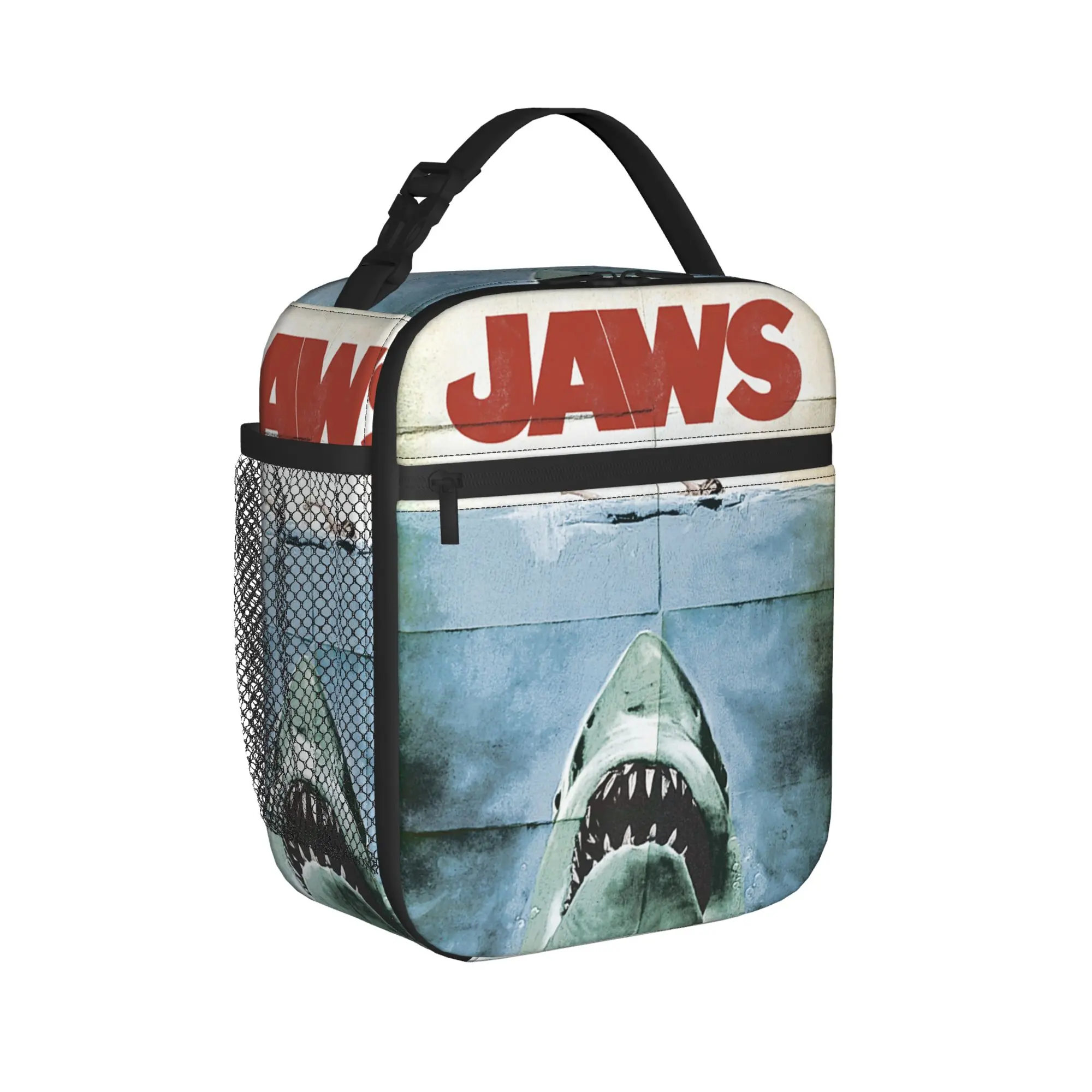 Jaws 50th Anniversary Poster Lunch Bag Vintage Style Office Lunch Box For Child Retro Thermal Tote Handbags Oxford Cooler Bag
