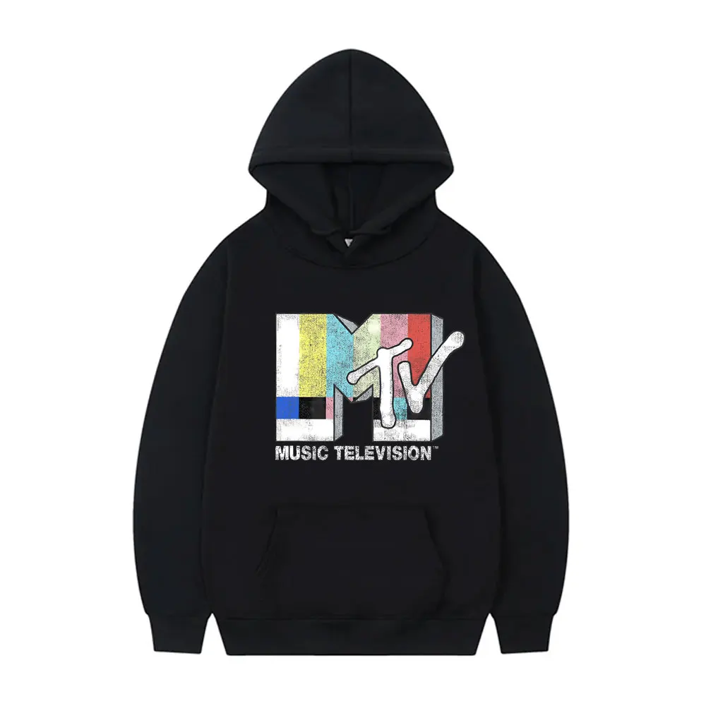 MTV Music Television Signal Logo Graphic Print Hoodie Men Women Casual Fashion Oversized Pullover Unisex Art Aesthetic Hoodies