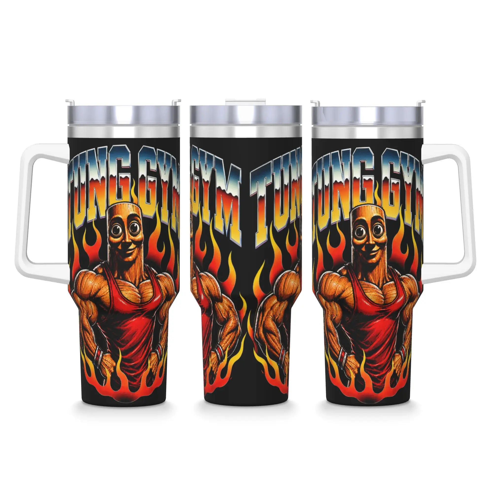Triple T Sahur Tung Gym Vintage Retro Brainrot Meme Tumbler  Cold Drink Water Bottle Stainless Steel Thermal Mug Design Car Mugs