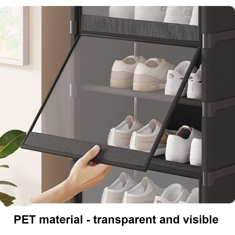 9 Tier Multi-Layer Shoe Rack 42cm/60cm Shoes Storage Cabinet Space Saving Vertical Stand Holder Dustproof Door Shoe Organizer image 5