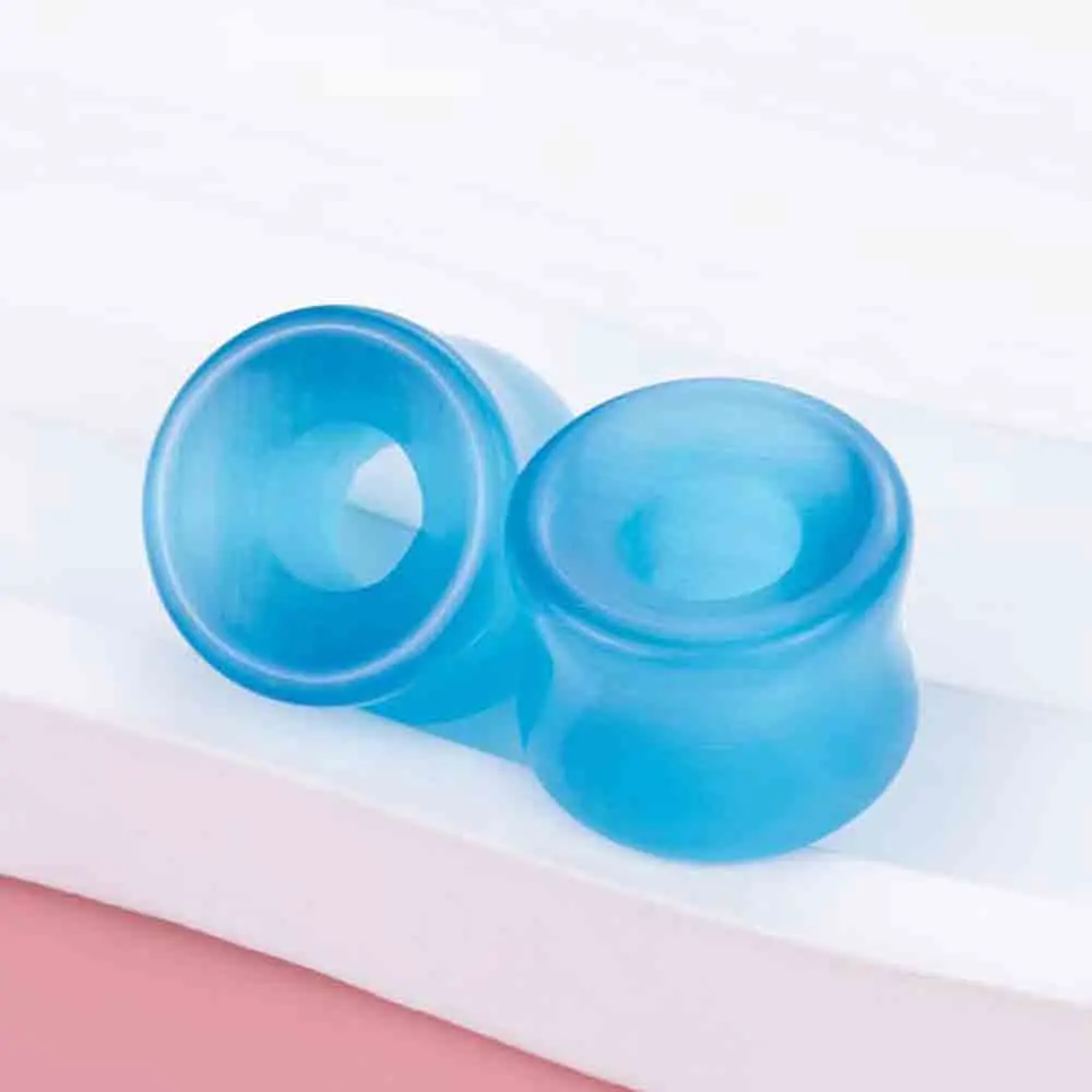 2PCS Blau Katzenauge Stein Ohrstöpsel Tunnel Sattel Runde Hohl Solide ConcaveExpander Körper Piercing Messgeräte 2g-5/8'' – Detail 4