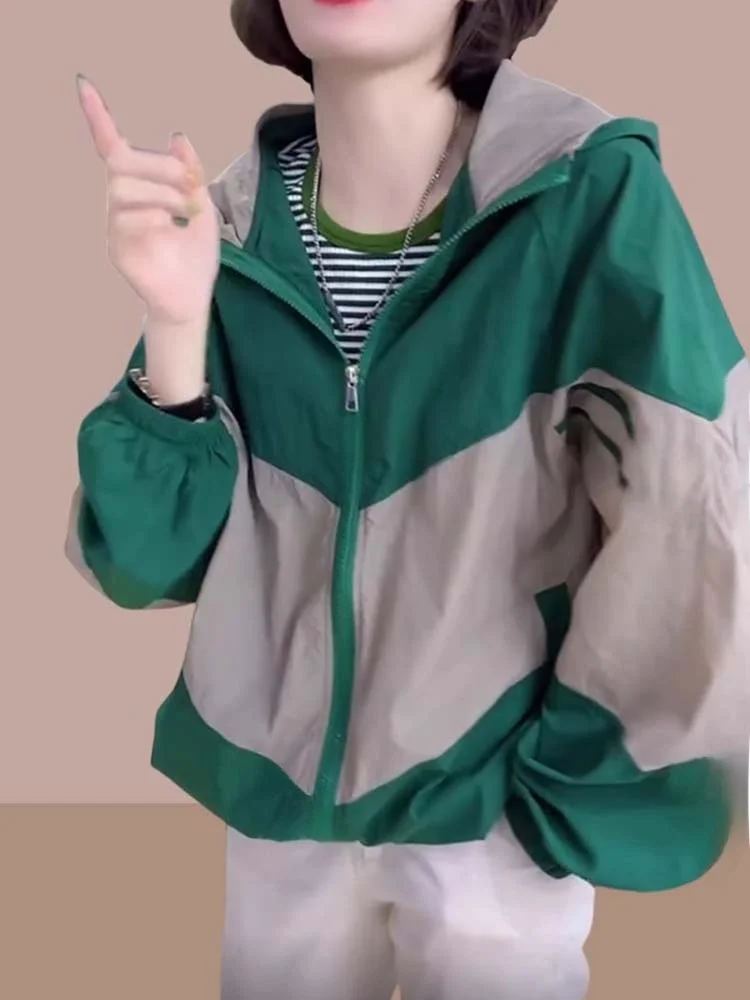 

Женская свободная одежда с длинными рукавами и защитой от ультрафиолета, дышащая летняя модная солнцезащитная куртка с капюшоном, повседневная одежда