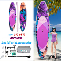 FunWater SUPFW36A 11' Inflatable Floral Paddle Board Purple Pink 335cm Complete Accessories for Adult Beach Water Sports