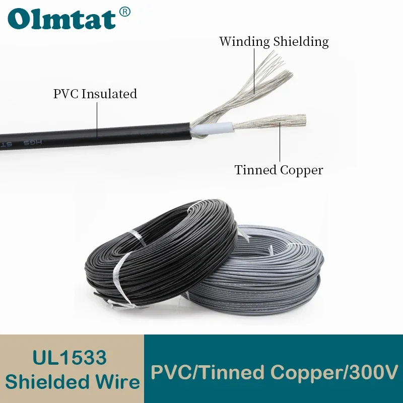 

UL1533 Shielded Cable 32 30 28 26 24 AWG Audio Headphone PVC Single Core Electronic Tinned Copper Shielding Wire Line 5/10/30M