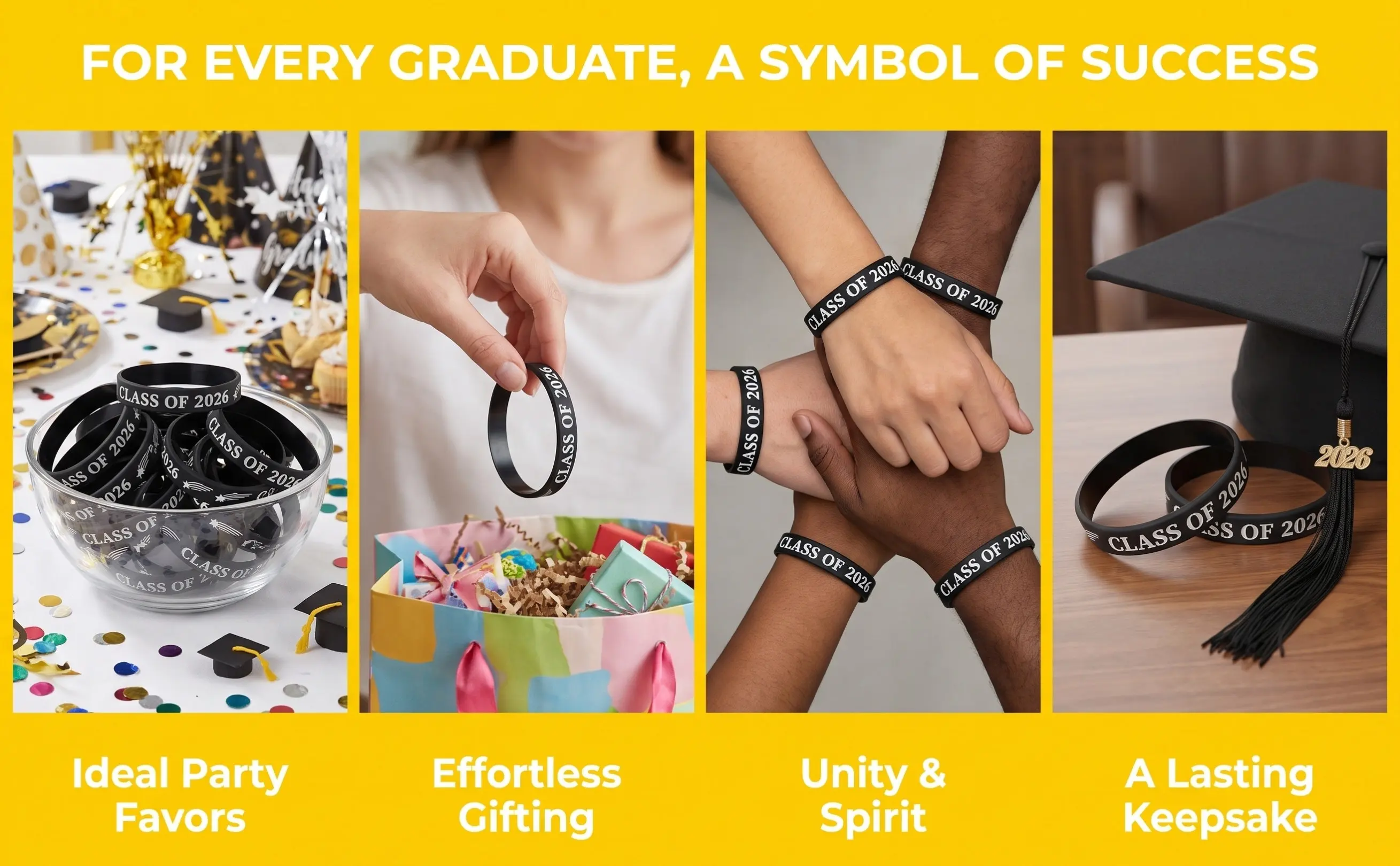 50 Pcs Graduation Gifts Bracelet 8th Grade Pool Party Favors Graduate Silicone Bracelets