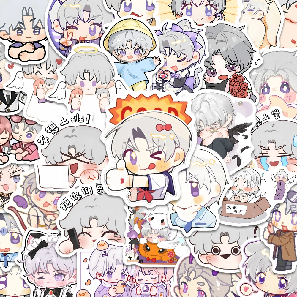 100pcs Anime Light and Night Charlie Q-version Cute expression DIY Decoration  Cell Phone Tablet Stickers Waterproof Cup Sticker