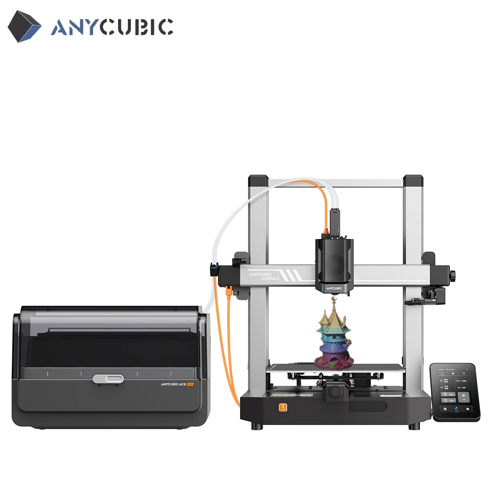 

ANYCUBIC Kobra 3 Combo Color 3D Printer Max 600mm/s Print Speed with ACE Pro Sealed Storage Keep Filament Dry 250x250x260mm