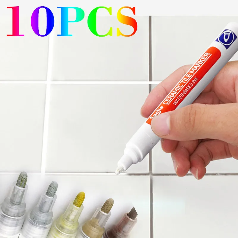 10Pcs Anti Mildew Color Marker Repair Pen Kitchen Toilet Wall Tile Joint Floor Repair Grouting Pen Waterproof Marker