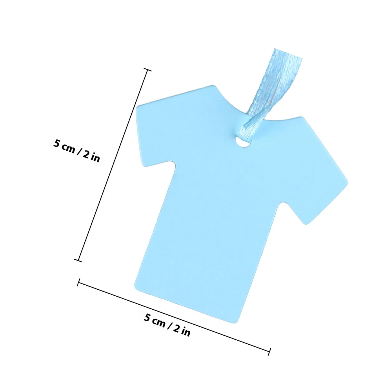 100Pcs Shower Party Favor Gift Tags Paper Cloth Shape Blue Blank Writable Clothing Price Cards Stickers Ribbon Scrapbooking