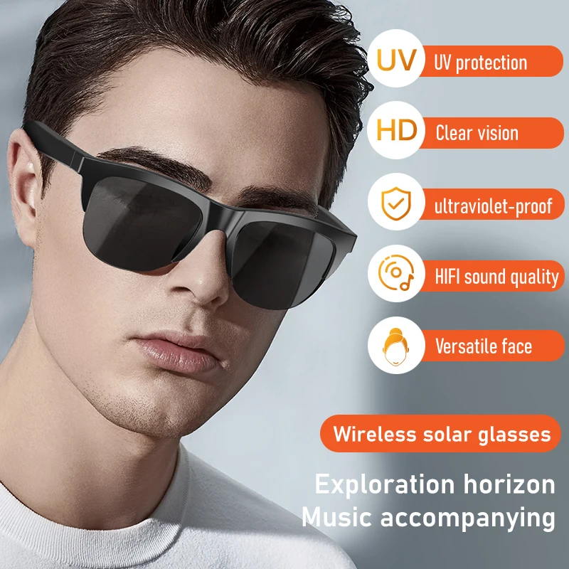 Slimme bril Draadloze Bluetooth-zonnebril Ingebouwde microfoons Luidsprekers Touch & Voice Assistant Compatibel glas voor heren Dames