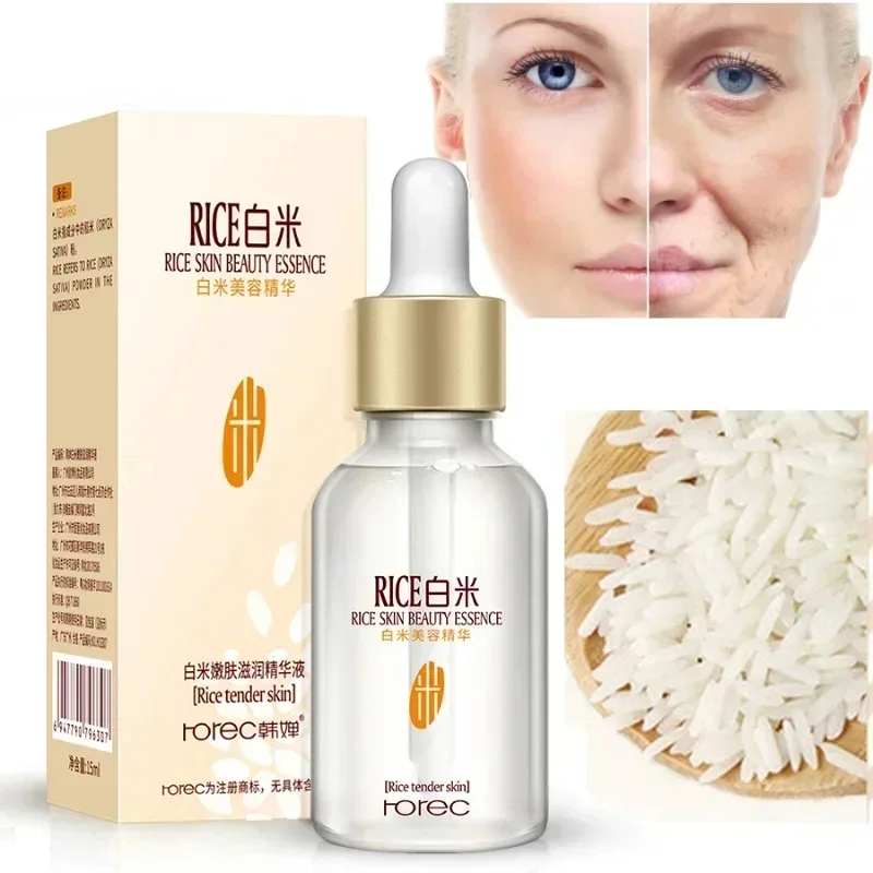 White Rice Face Serum Shrink Pores Whitening  Anti Aging Lines  Nourishing Moisturizing Anti-Wrinkle Serum for Skin Firm Essence